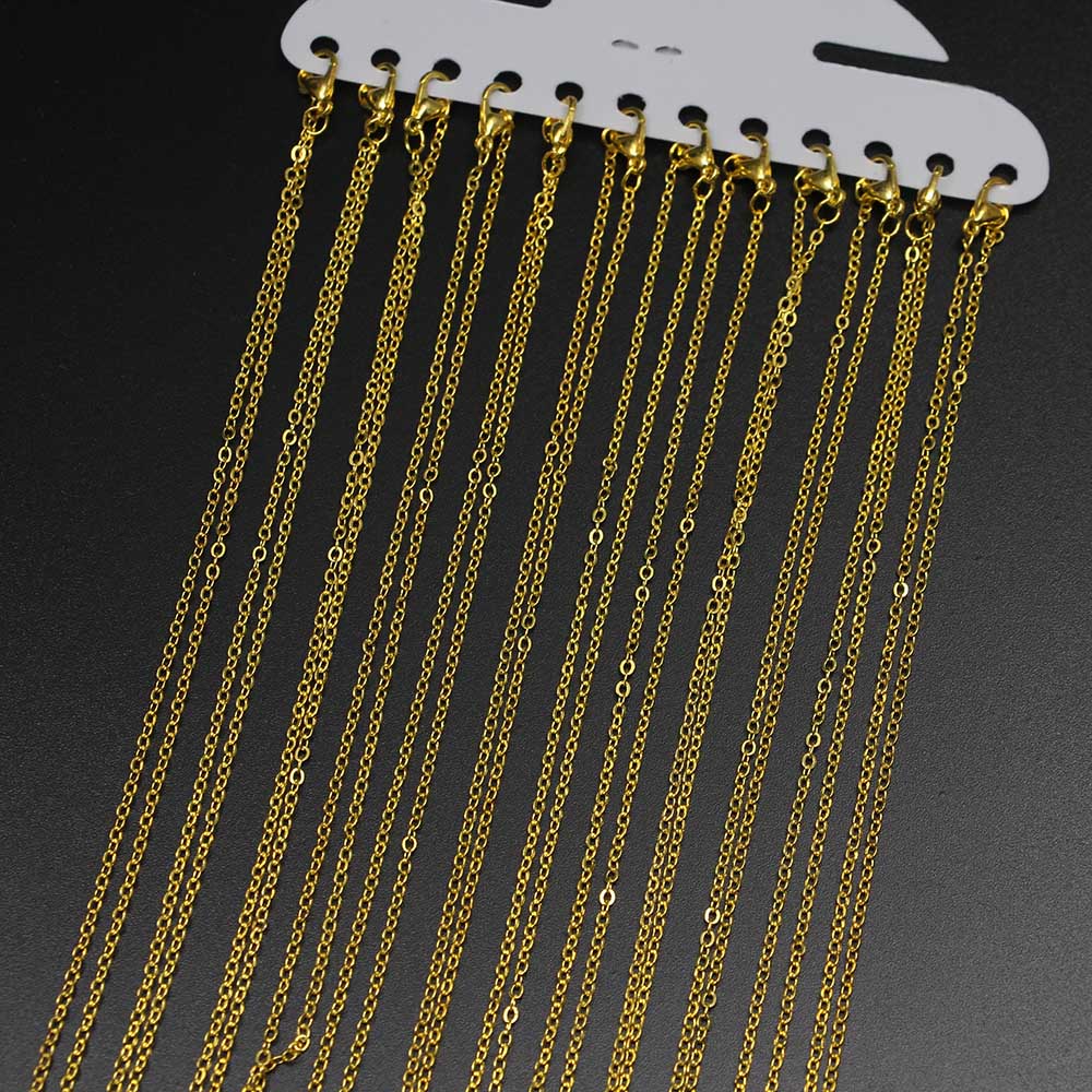 Gold Plated Jewelry - 12Pcs/Pack 40cm Rhodium Gold Plated Lobster