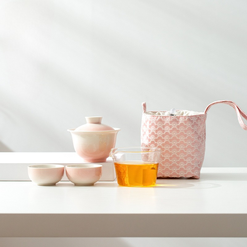 Gradient Ash Glaze Ceramic Tea - Travel Luggage Set 评论和价格