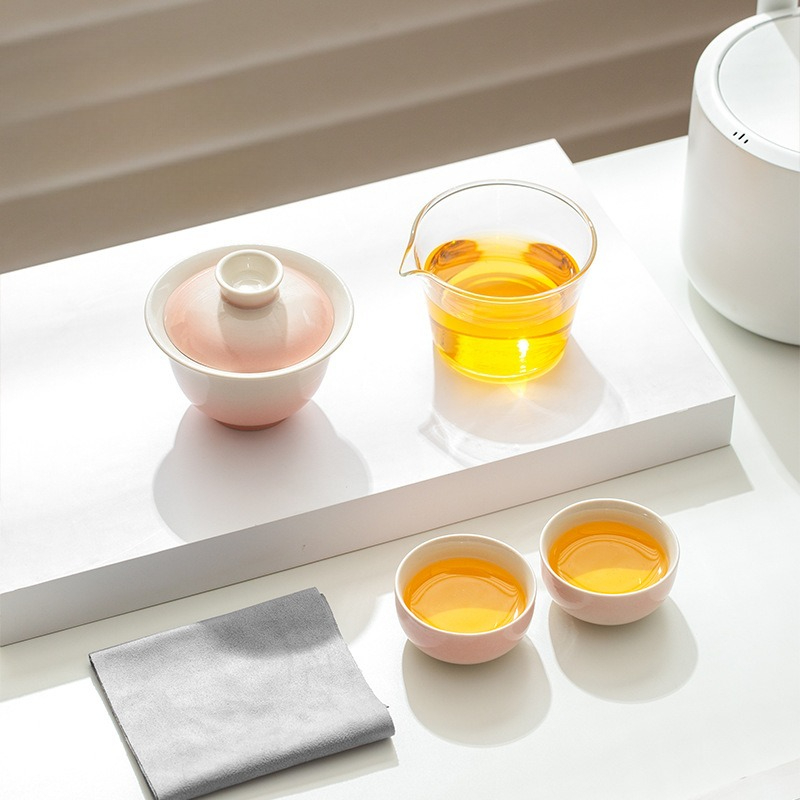 Gradient Ash Glaze Ceramic Tea - Travel Luggage Set 评论和价格
