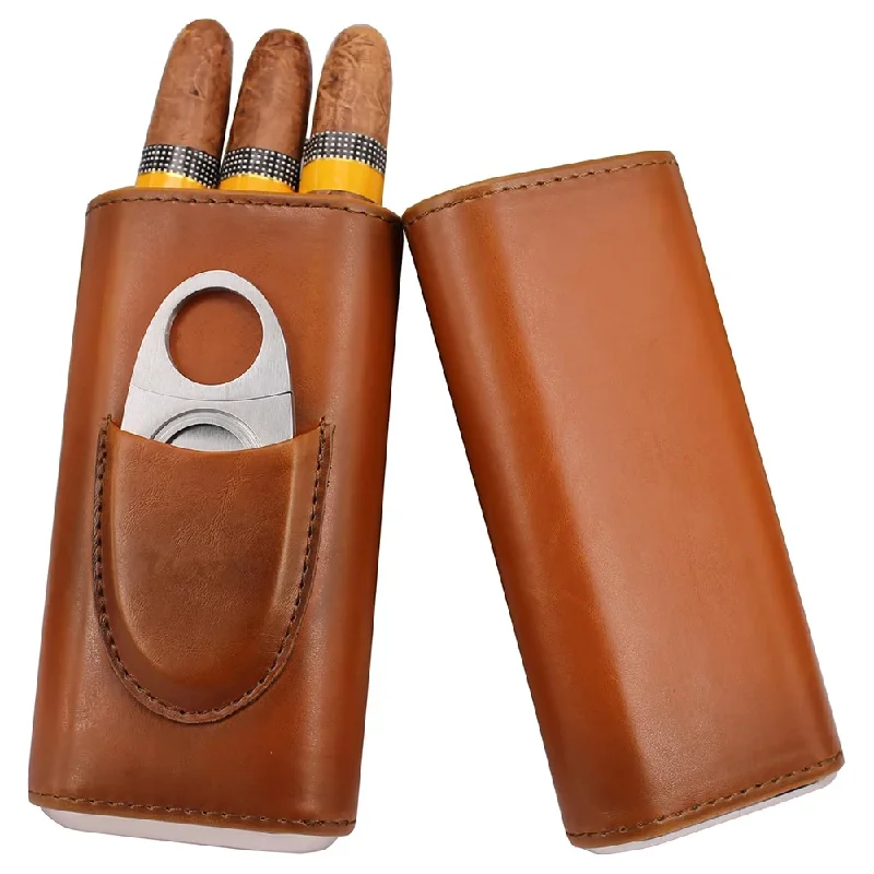 3-Finger Leather Case with Cig - Premium Cigar Case 评论和价格