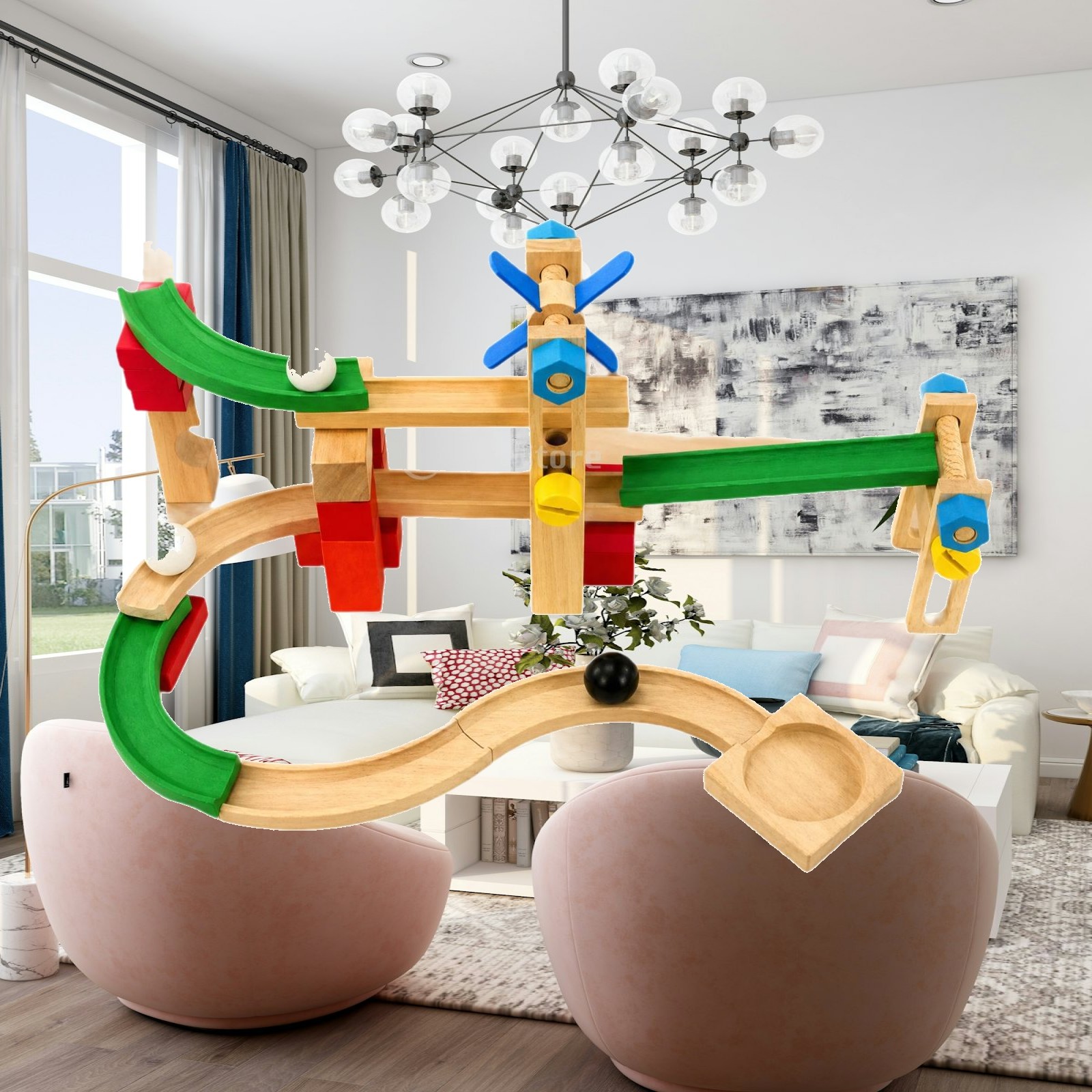 Wooden Marble Run Track for Ki - Marble Coaster Set 评论和价格