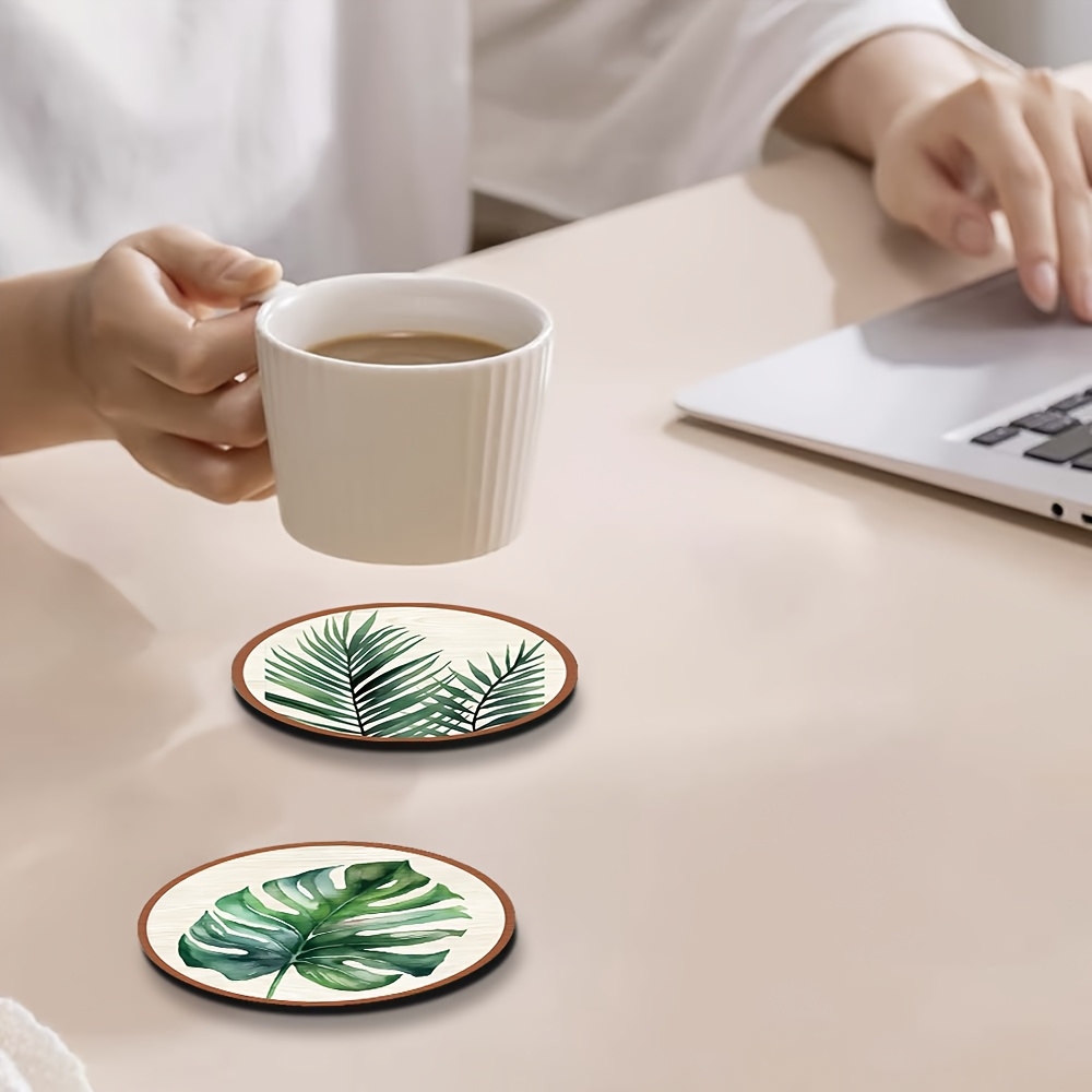 5pcs Tropical Plant Leaf-Patte - Marble Coaster Set 评论和价格