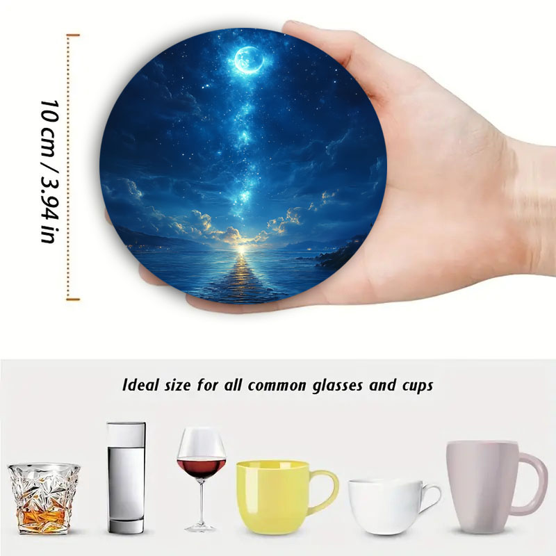 4-Piece Set of Colorful Starry - Marble Coaster Set 评论和价格