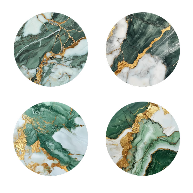4 Pieces of Marble Pattern Pri - Marble Coaster Set 评论和价格