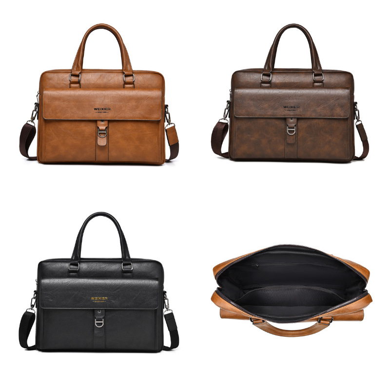 Vintage Dark Brown PU Leather  - Leather Briefcase 评论和价格